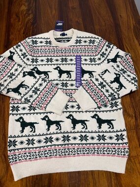 NWT Lands' End Dachshund Fair Isle Christmas Sweater XXL Holiday Cozy